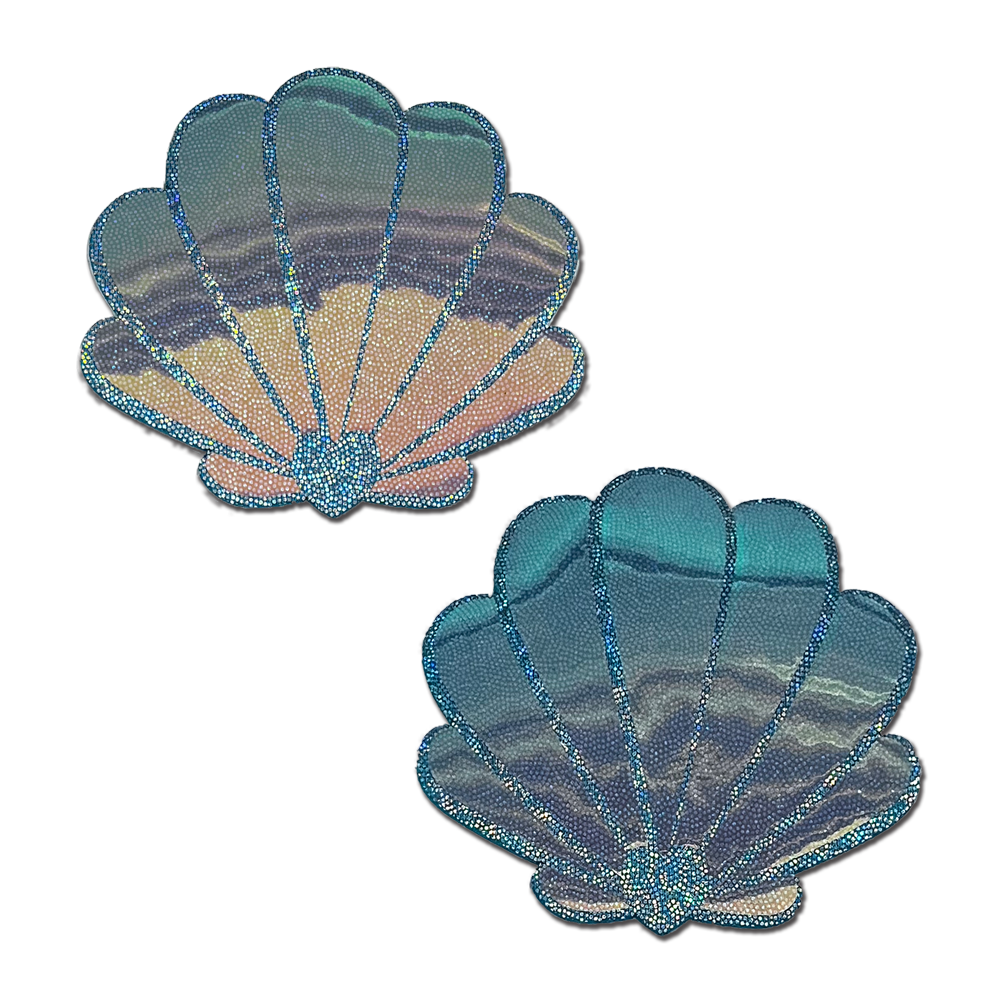 5-Pack: Mermaid Shells Pasties in Opalescent Seafoam Blue Seashell Nipple Covers by Pastease®