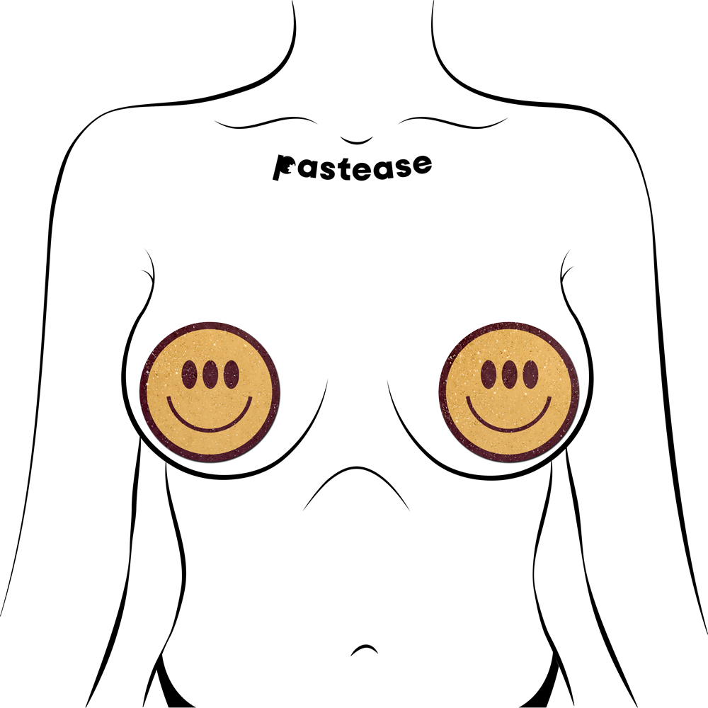 5 Pack: Trippy Smiley Face Pasties Three Eyed Yellow Breast Covers by Pastease