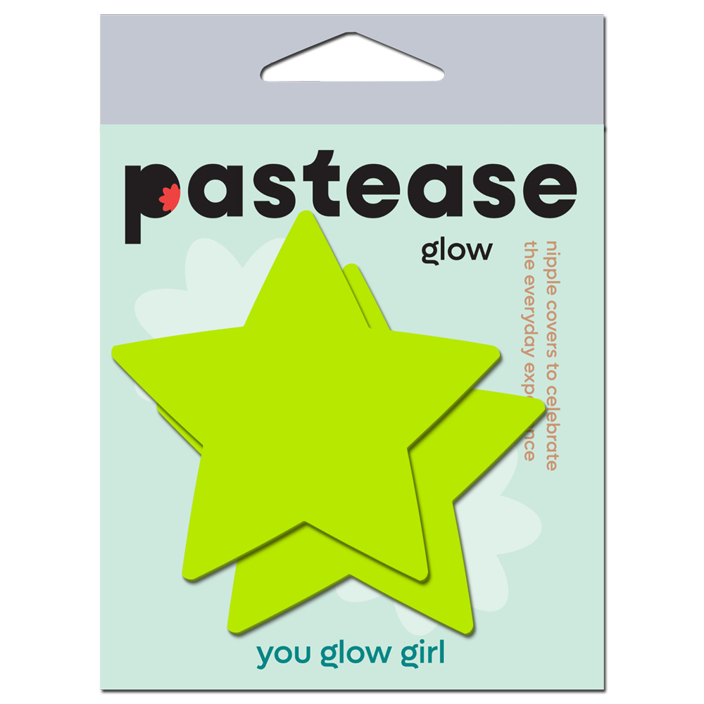 5-Pack: Star: Neon Yellow Pasties Glow in the Dark Star Nipple Covers by Pastease®