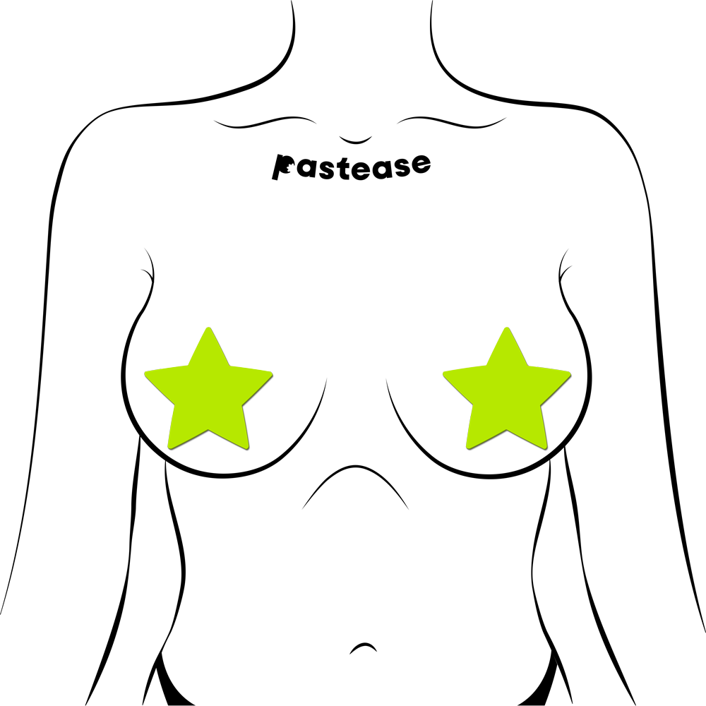 5-Pack: Star: Neon Yellow Pasties Glow in the Dark Star Nipple Covers by Pastease®