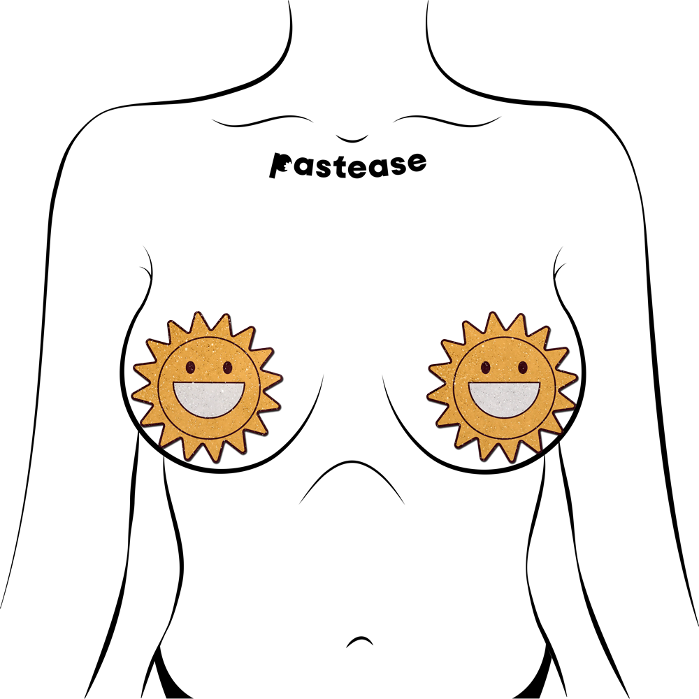 5 Pack: Happy Sun Pasties Sparkling Smiling Sunshine Nipple Covers by Pastease®