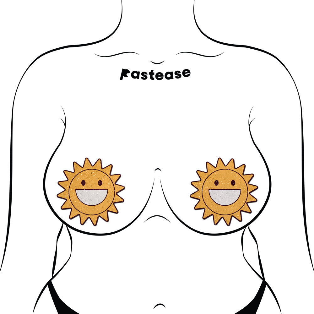 5 Pack: Happy Sun Pasties Sparkling Smiling Sunshine Nipple Covers by Pastease®
