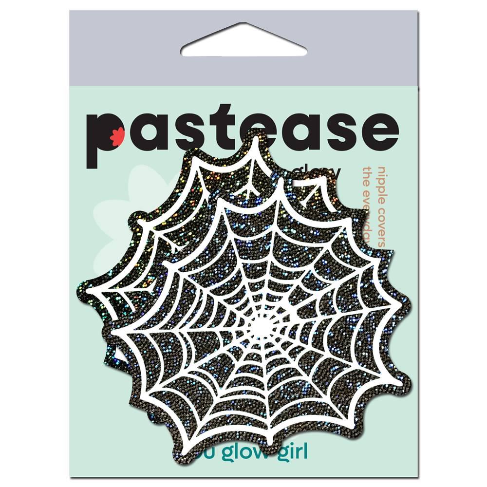 5-Pack: Web: Glitter Black Glow in the Dark Spooky Spider Web Nipple Covers by Pastease