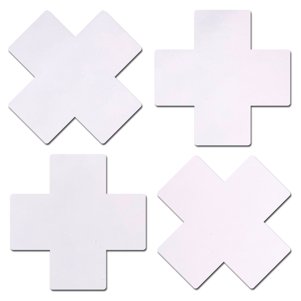 5-Pack: Petite Plus X: Two Pair of Small White Cross Nipple Pasties by Pastease® o/s