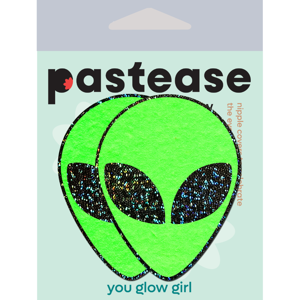 5-Pack: Alien: Glow in the Dark with Glittering Black Eyes Nipple Pasties by Pastease® o/s