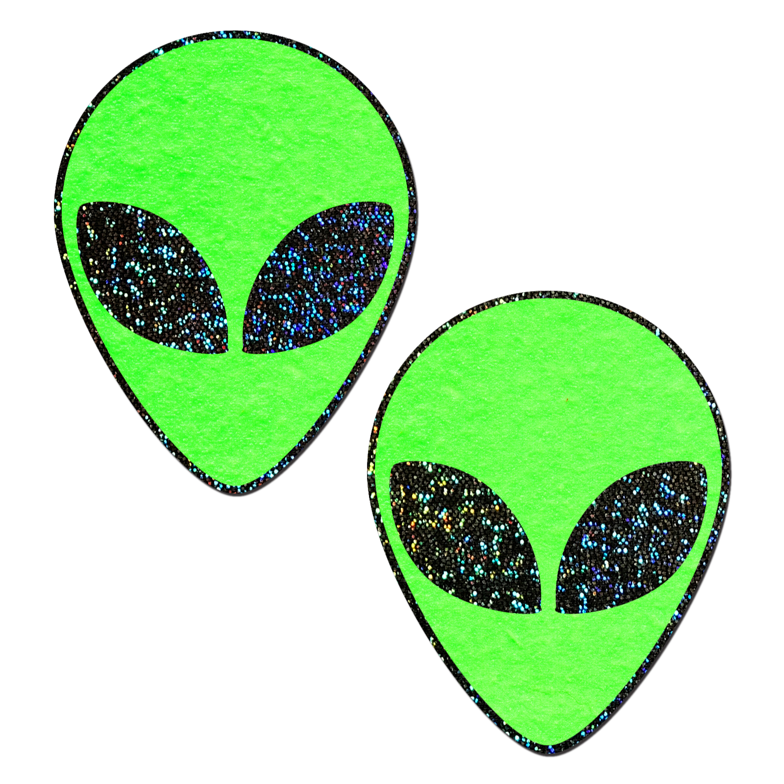 5-Pack: Alien: Glow in the Dark with Glittering Black Eyes Nipple Pasties by Pastease® o/s