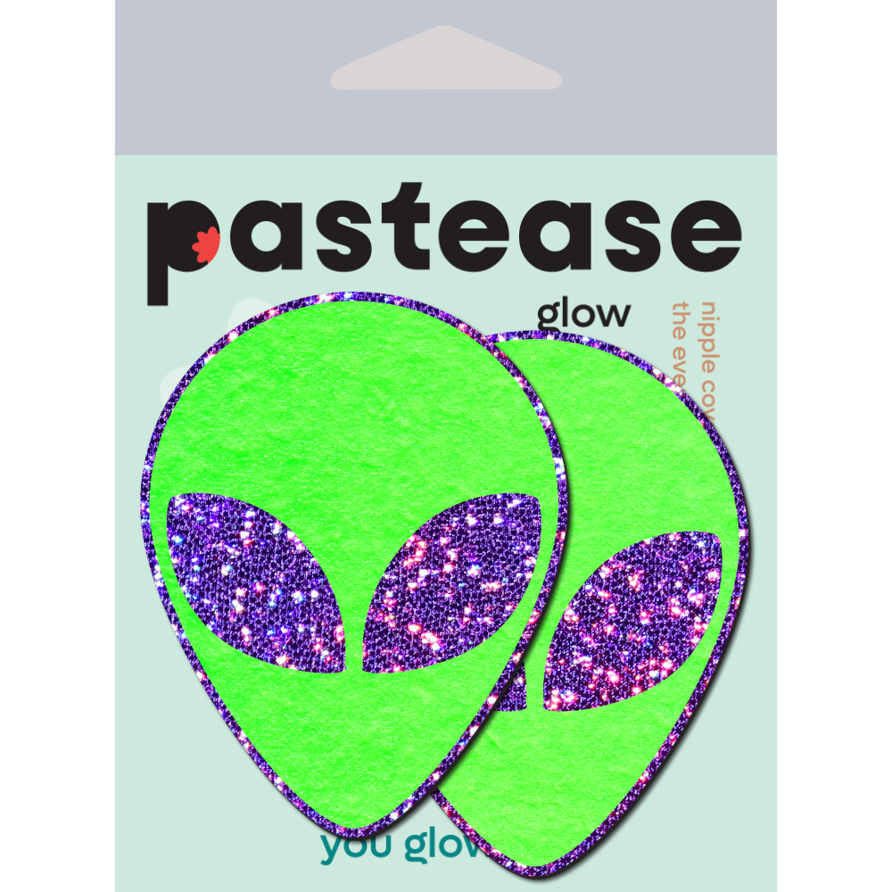 5-Pack: Alien: Glow in the Dark with Glittering Purple Eyes Nipple Pasties by Pastease® o/s