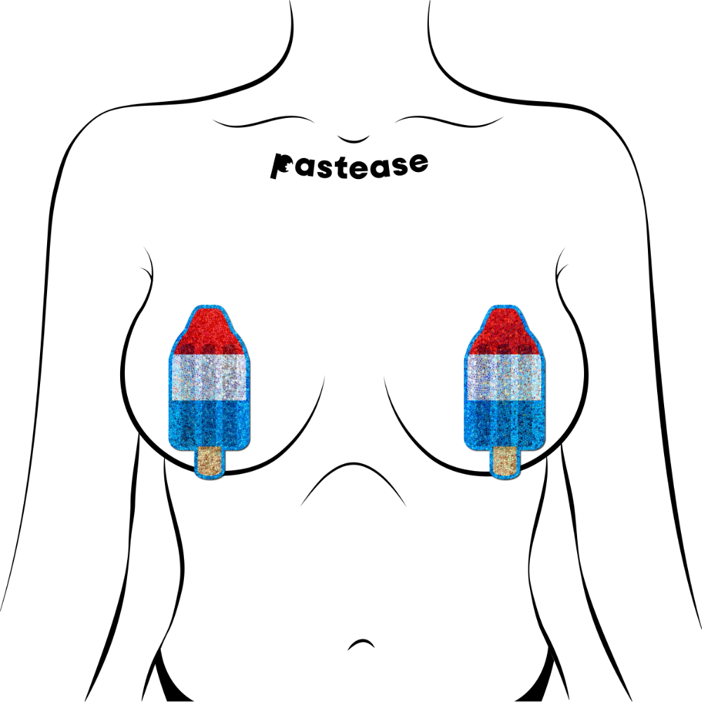 5-Pack: American Pop: Glittering Red, White & Blue USA Ice Pop Nipple Pasties by Pastease®