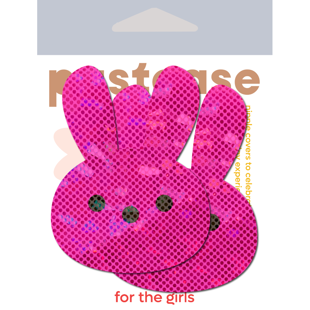 5 Pack: Bunny: Glittery Pink Marshmallow Easter Rabbit Nipple Pasties by Pastease® o/s