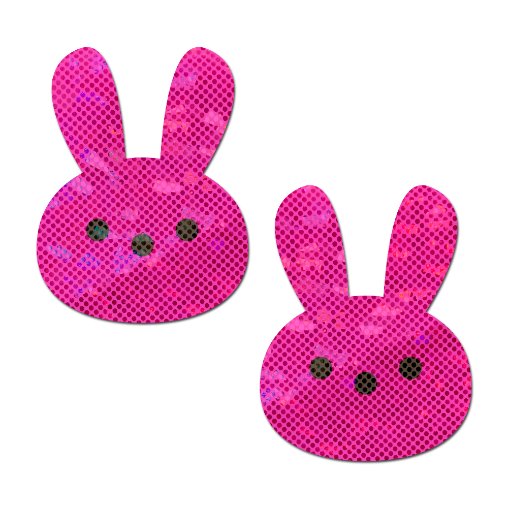 5 Pack: Bunny: Glittery Pink Marshmallow Easter Rabbit Nipple Pasties by Pastease® o/s