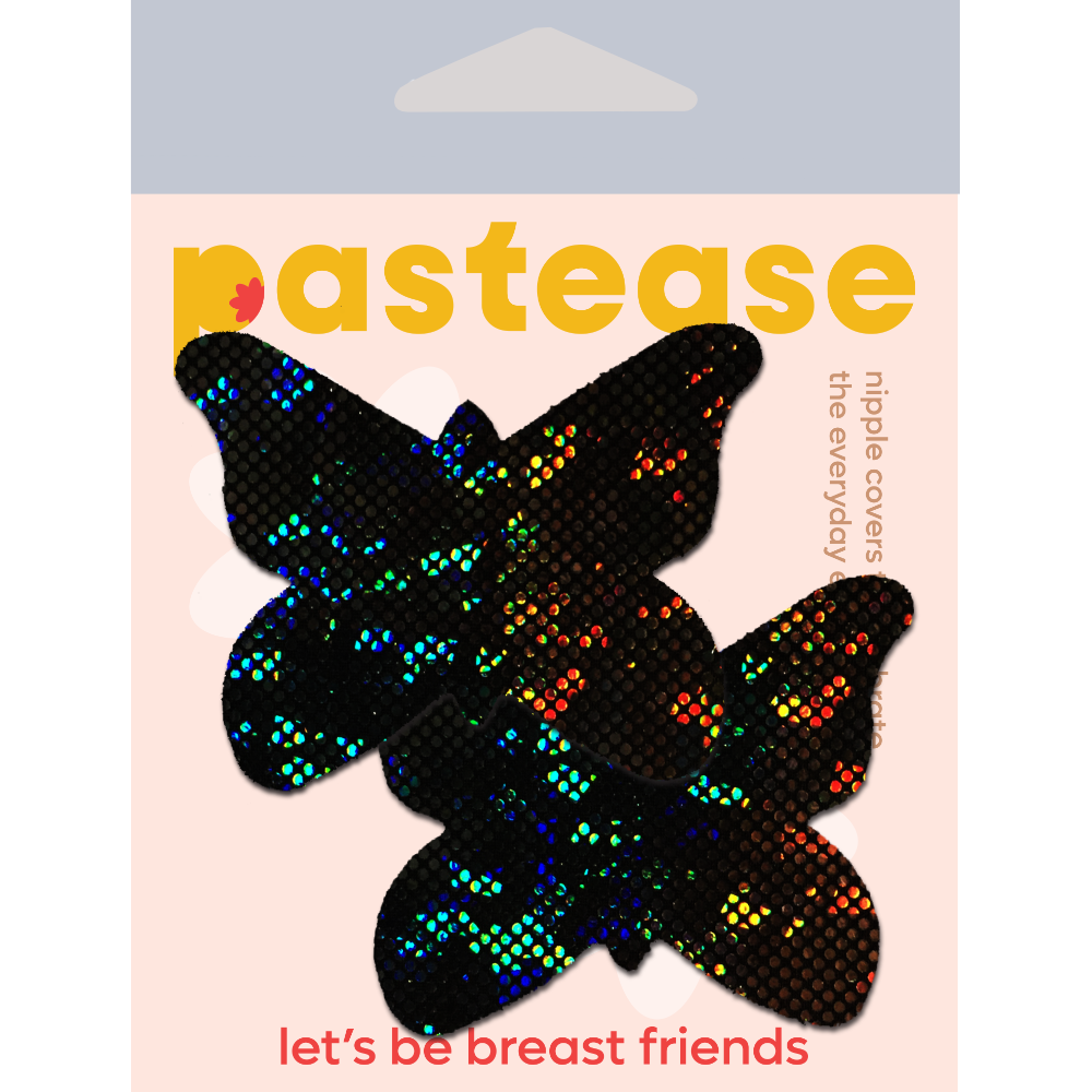 5 Pack: Butterfly: Shattered Glass Disco Ball Glitter Black Butterflies Nipple Pasties by Pastease® o/s