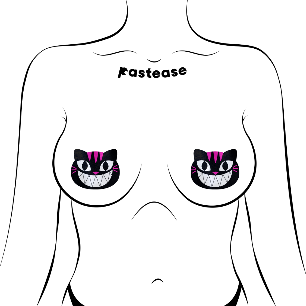 5-Pack: Kitty Cat: Black & Pink Chesire Kitty Cat Nipple Pasties by Pastease® o/s