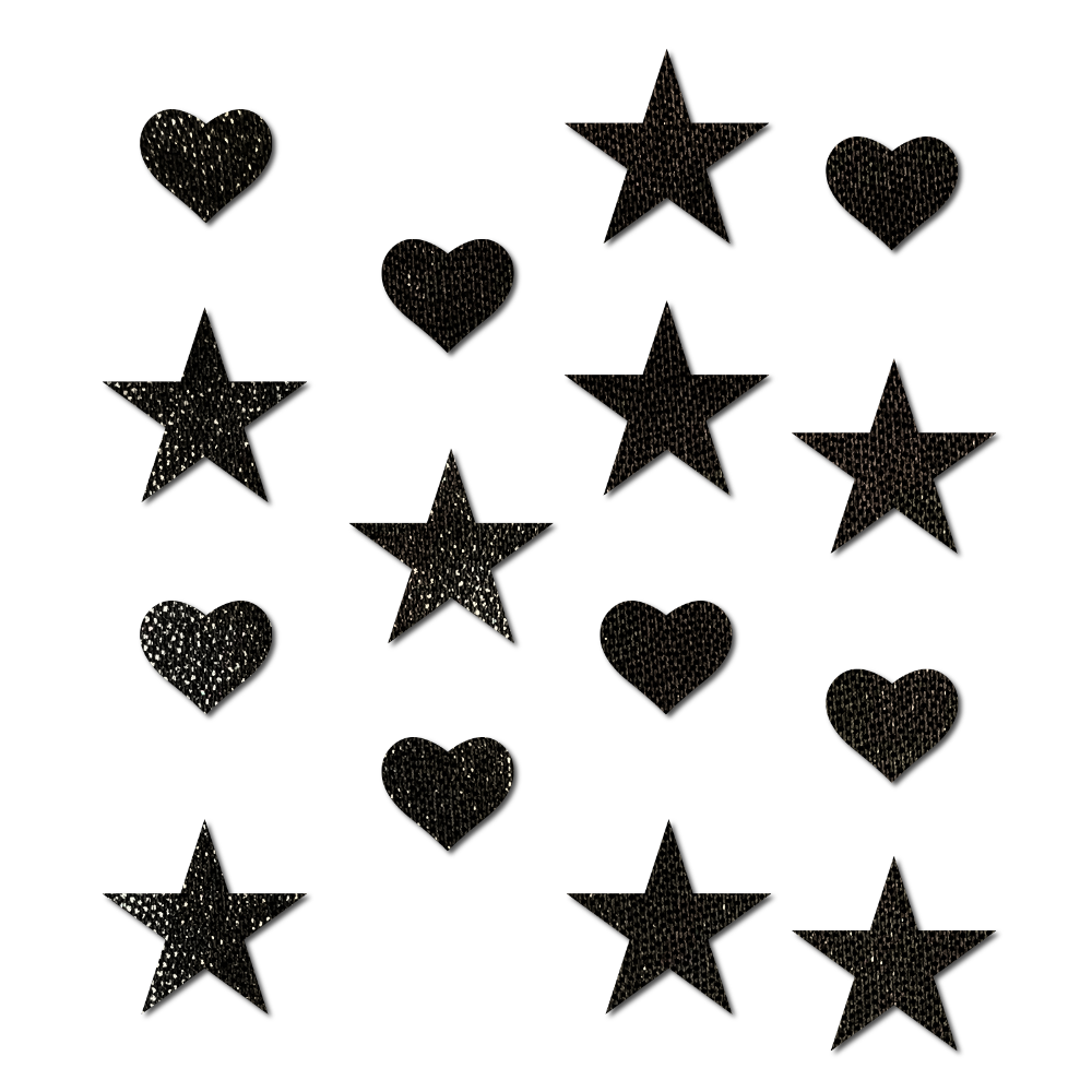 5-Pack: Pastease Confetti: Liquid Black Baby Heart & Star Body Pasties by Pastease®