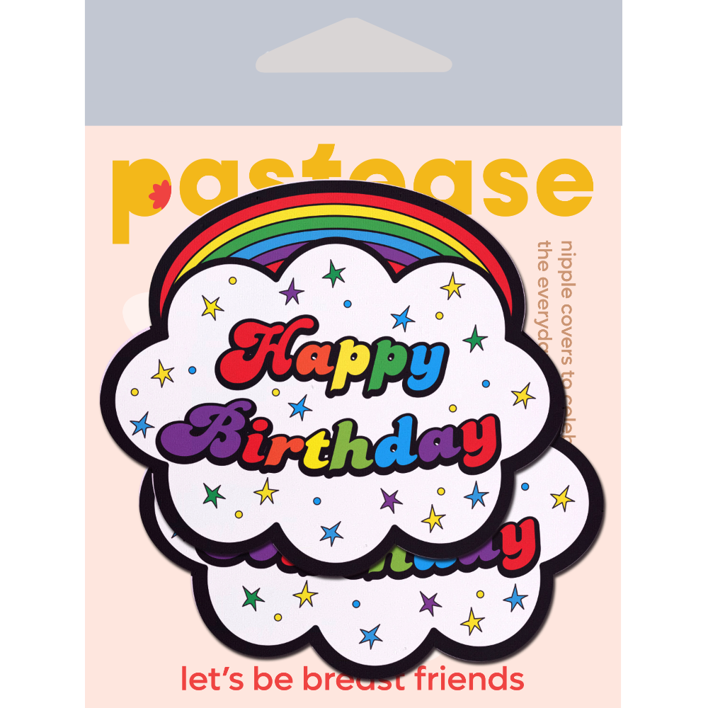 5-Pack: Cloud: Rainbow 'Happy Birthday' Cloud Nipple Pasties by Pastease® o/s