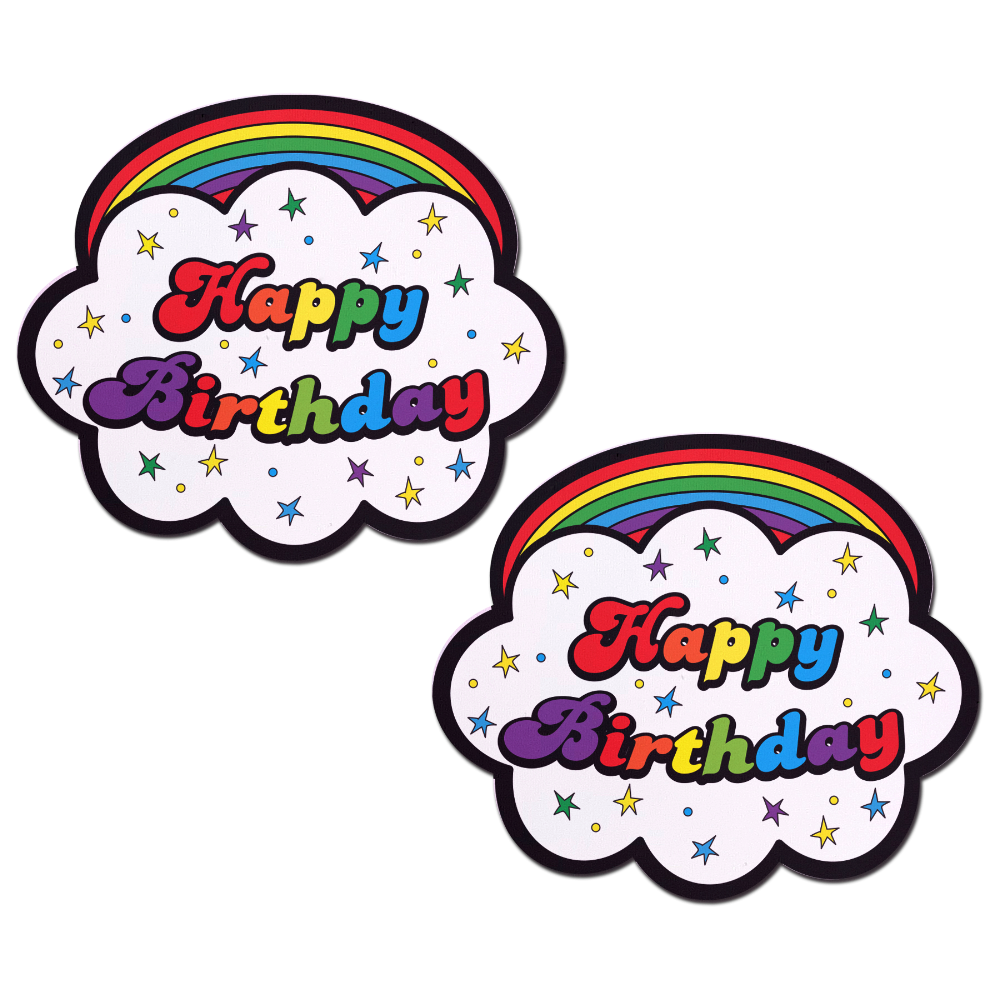 5-Pack: Cloud: Rainbow 'Happy Birthday' Cloud Nipple Pasties by Pastease® o/s