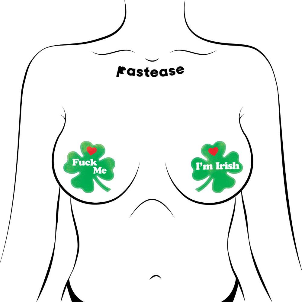 5-Pack: Four Leaf Clover: 'Fuck Me, I'm Irish' Lucky Green Shamrock Nipple Pasties by Pastease® o/s
