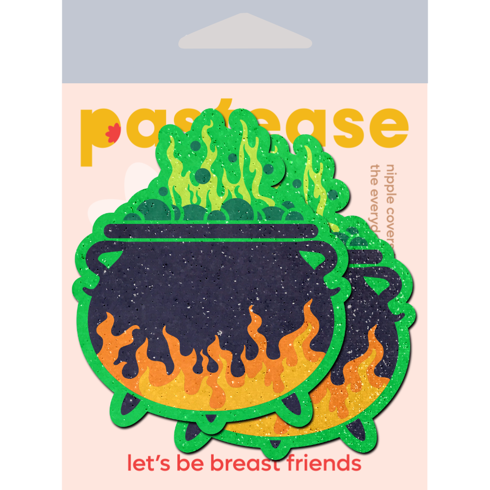 5-Pack: Cauldron: Black & Green Flaming Bubbling Witches Brew Nipple Pasties by Pastease o/s