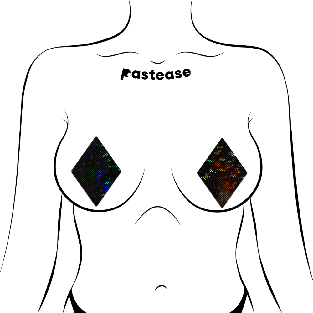 5-Pack: Diamond: Black Shattered Glass Disco Ball Diamonds Nipple Pasties by Pastease® o/s