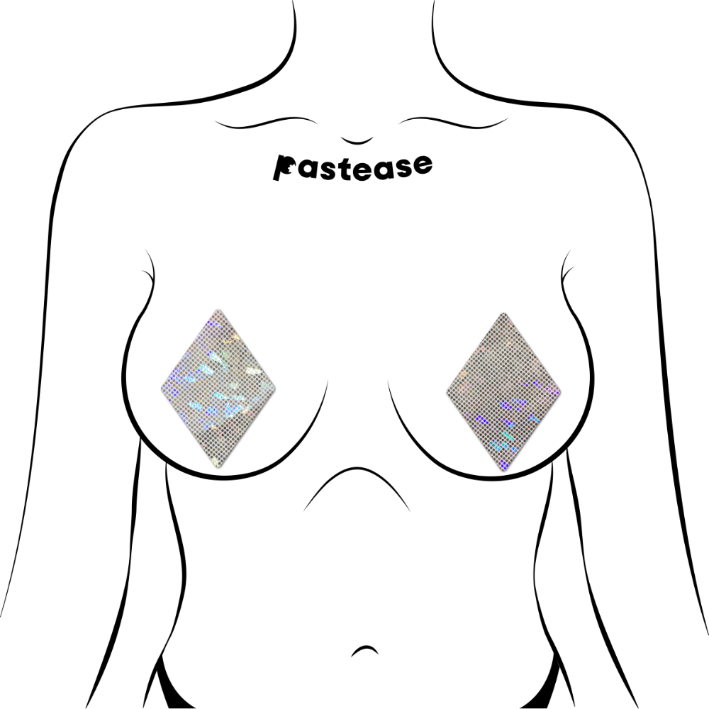5-Pack: Diamond: White Shattered Glass Disco Ball Diamonds Nipple Pasties by Pastease® o/s