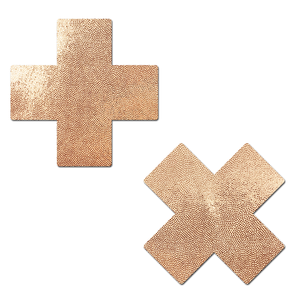 5-Pack: Reusable Pasties: Rose Gold Cross Nipple Covers by Pastease Everyday™ o/s