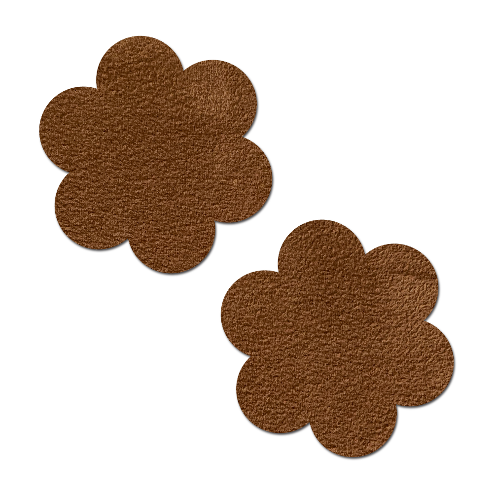 5-Pack: Reusable Pasties: Cocoa Dark Brown Nude Vegan Suede Flower Reusable Nipple Covers by Pastease Everyday⢠o/s