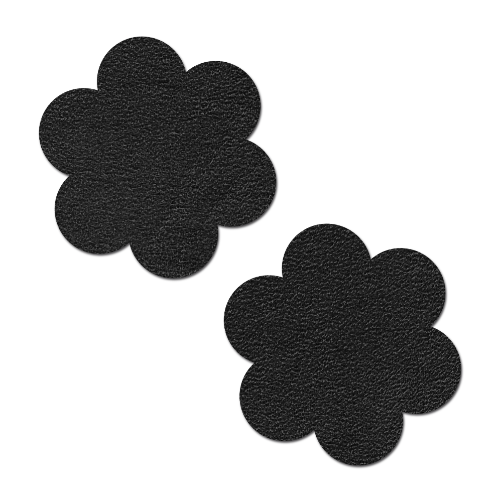 5-Pack: Reusable Pasties: Onyx Flat Black Vegan Suede Flower Reusable Nipple Covers by Pastease Everyday™ o/s