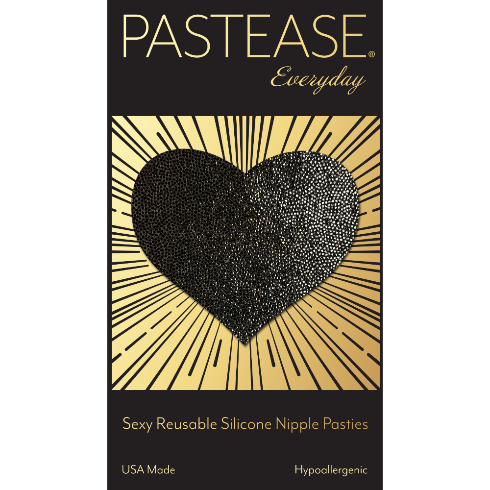 5-Pack: Everyday Reusable: Liquid Black Heart Reusable Nipple Pasties by Pastease® Everyday o/s