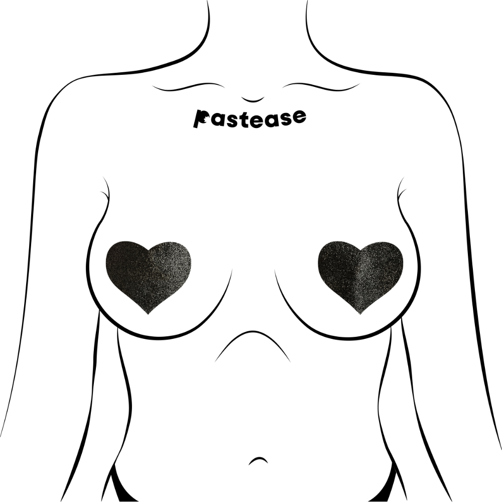 5-Pack: Everyday Reusable: Liquid Black Heart Reusable Nipple Pasties by Pastease® Everyday o/s