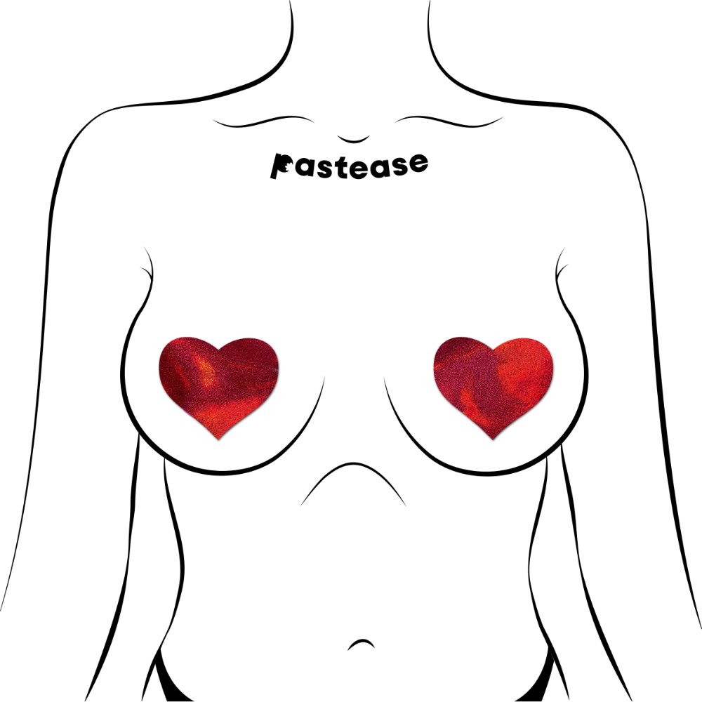 5-Pack: Everyday Reusable: Liquid Red Heart Reusable Nipple Pasties by Pastease® Everyday o/s