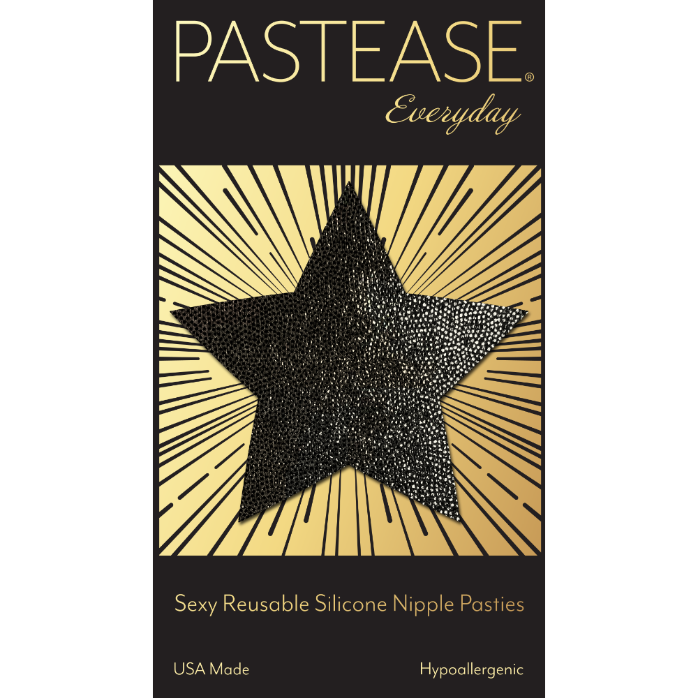 5-Pack: Everyday Reusable: Liquid Black Star Reusable Nipple Pasties by Pastease® Everyday o/s