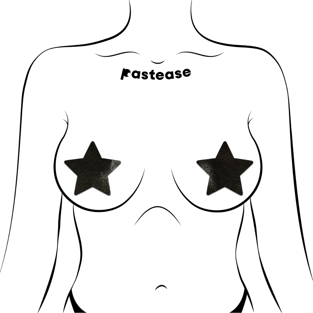 5-Pack: Everyday Reusable: Liquid Black Star Reusable Nipple Pasties by Pastease® Everyday o/s