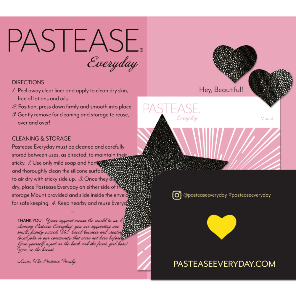 5-Pack: Everyday Reusable: Liquid Black Star Reusable Nipple Pasties by Pastease® Everyday o/s