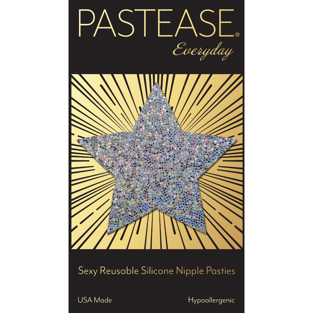 5-Pack: Everyday Reusable: Glittering Silver Star Reusable Nipple Pasties by Pastease® Everyday o/s