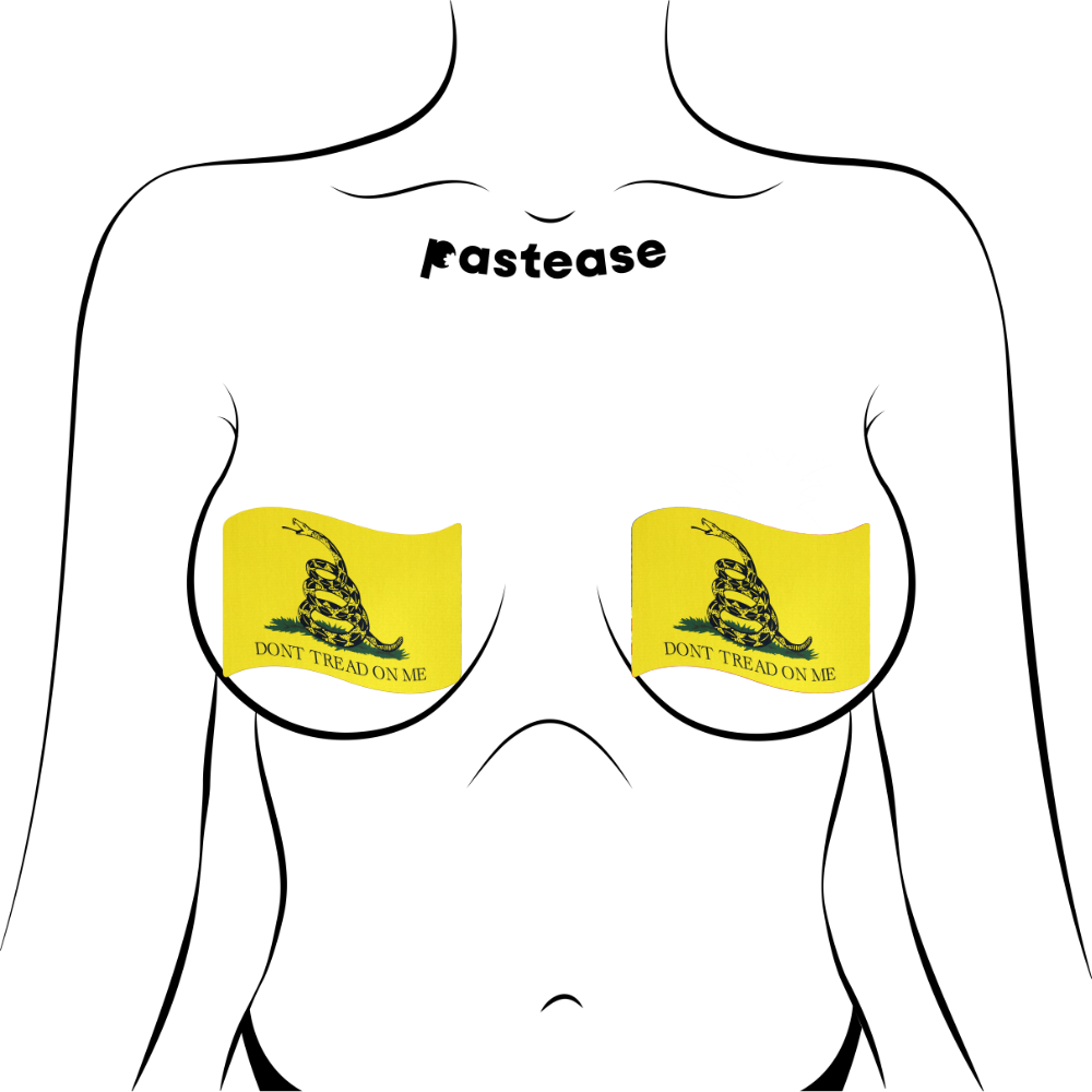 5 Pack: Flag: Don't Tread on Me Yellow Waving Flag Nipple Pasties by Pastease® o/s