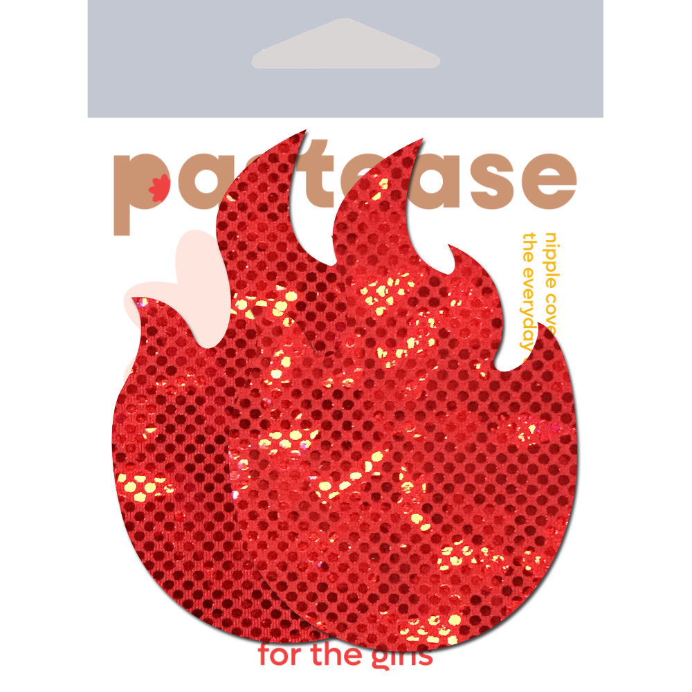5-Pack: Flame: Red Fire Nipple Pasties Shattered Disco Ball Glitter Pastease® o/s