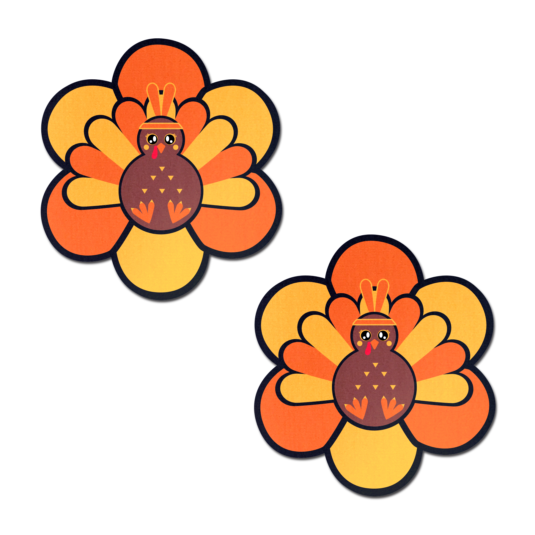 5-Pack: Daisy: Thanksgiving Kawaii Fall Turkey Nipple Pasties by PasteaseĀ® o/s