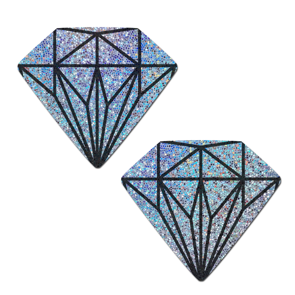 5-Pack: Gem: Silver Glitter Diamond Nipple Pasties by Pastease® o/s