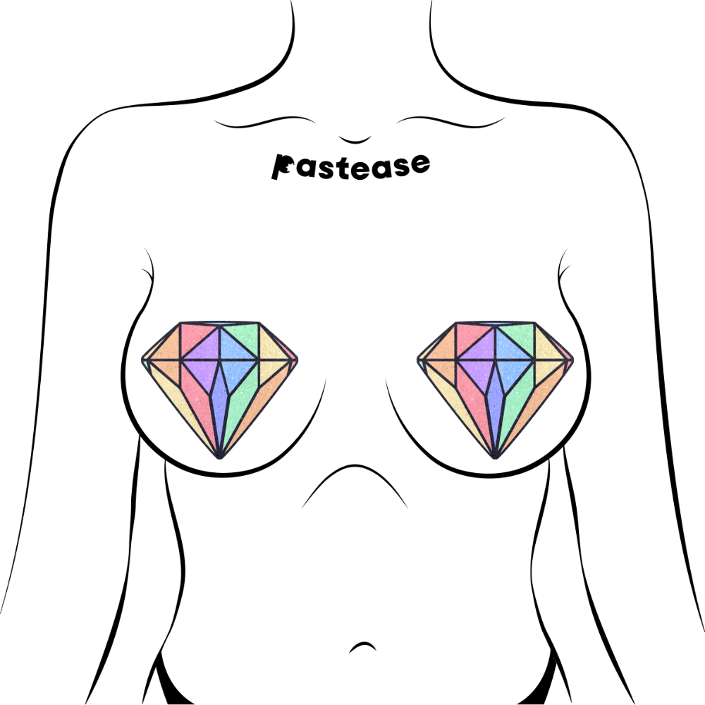 5-Pack: Gem: Pastel Rainbow Diamond Nipple Pasties by Pastease® o/s
