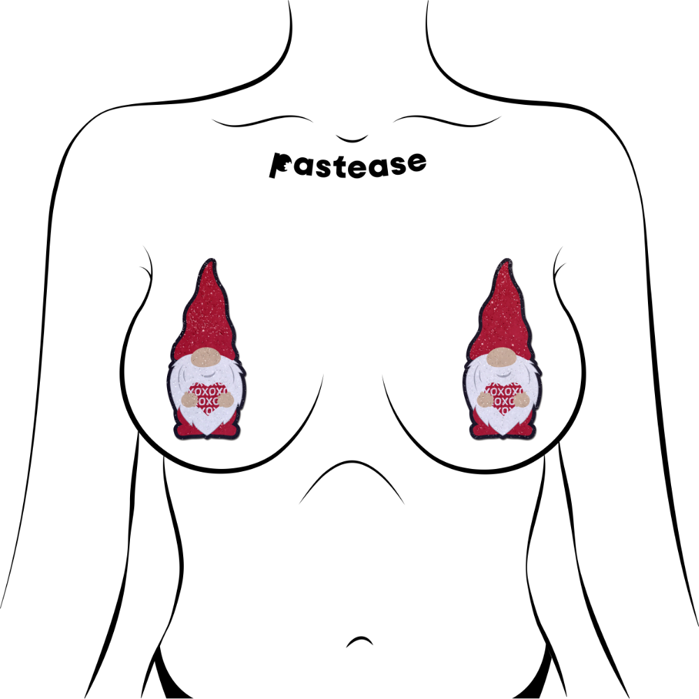 5 Pack: Gnome Pasties: Valentine Sweetheart Garden Gnome Nipple Covers by Pastease®
