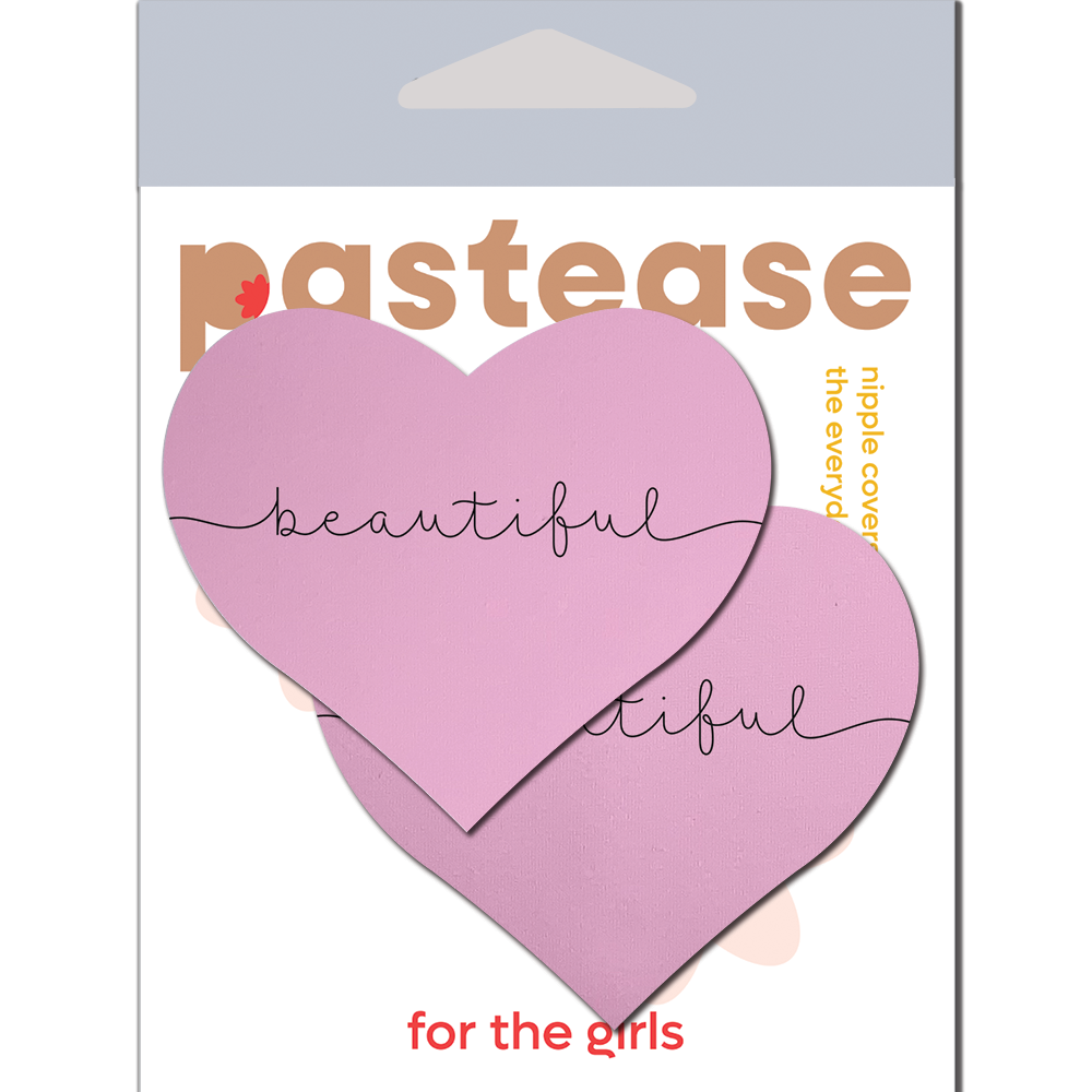 5 Pack: Love: 'Beautiful' Pink Heart Pasties Affirmations by Pastease