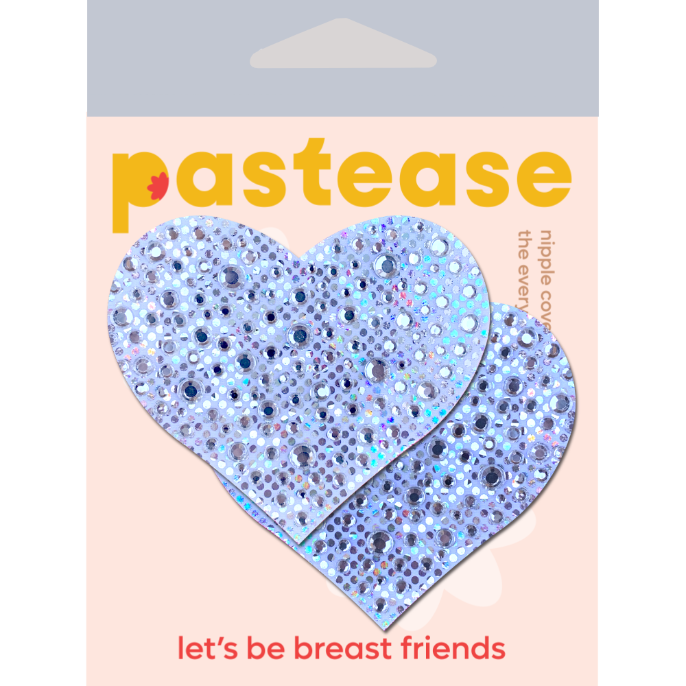 5-Pack: Love: Crystal Silver Sparkling Heart Nipple Pasties by Pastease® o/s