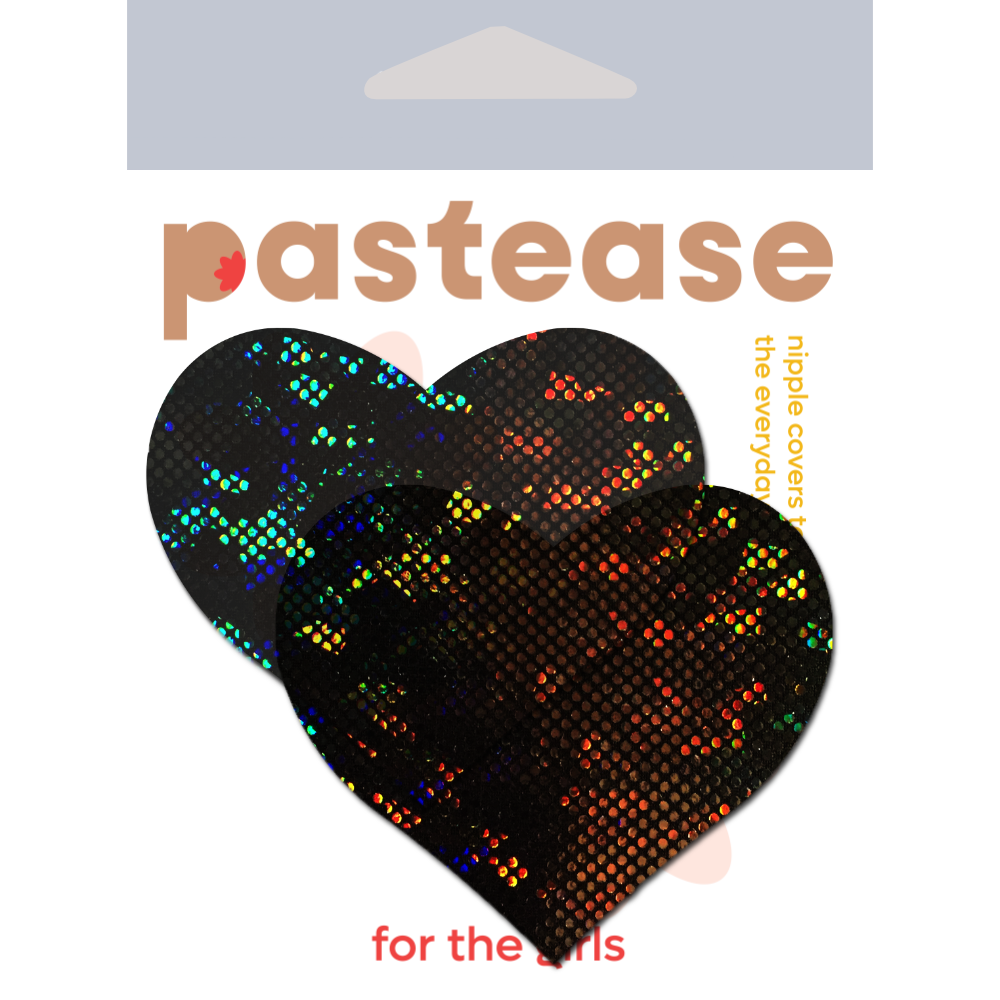 5-Pack: Love: Shattered Glass Disco Ball Black Heart Nipple Pasties by Pastease® o/s