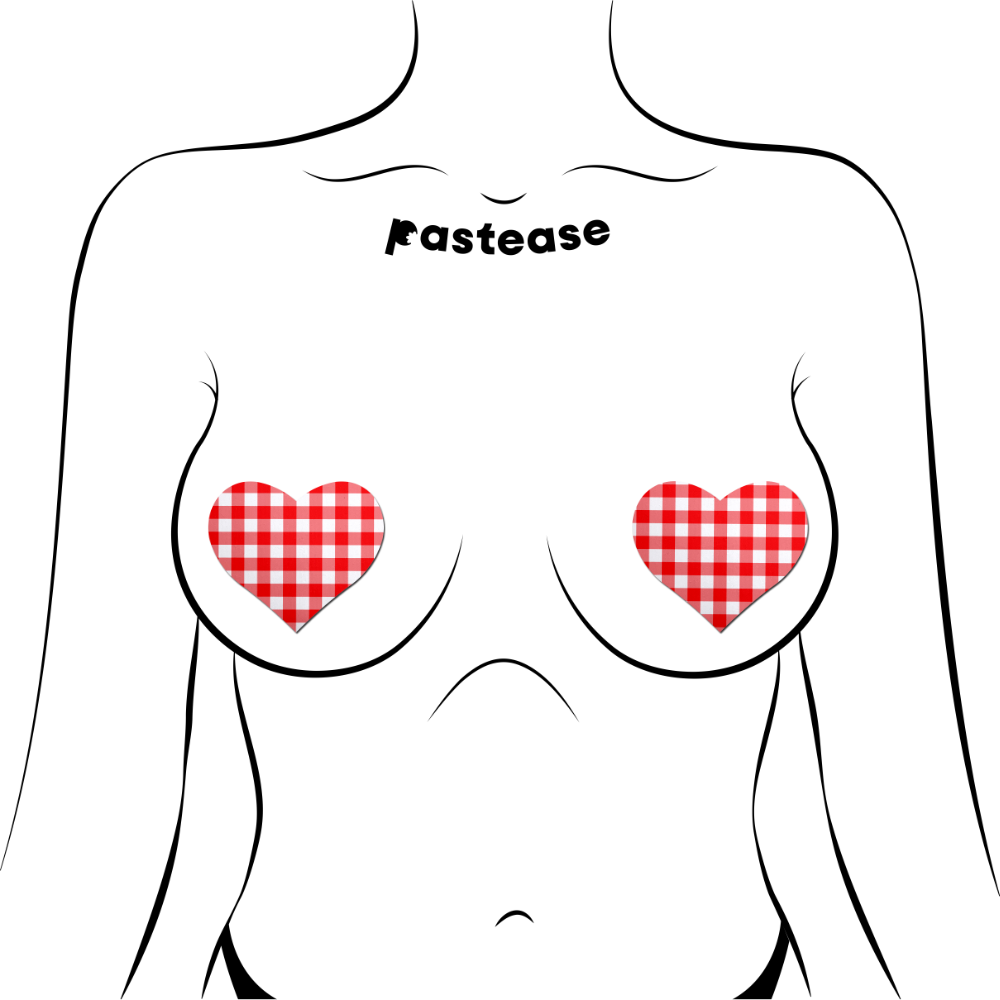 5-Pack: Love: Red Gingham Heart Nipple Pasties by Pastease®
