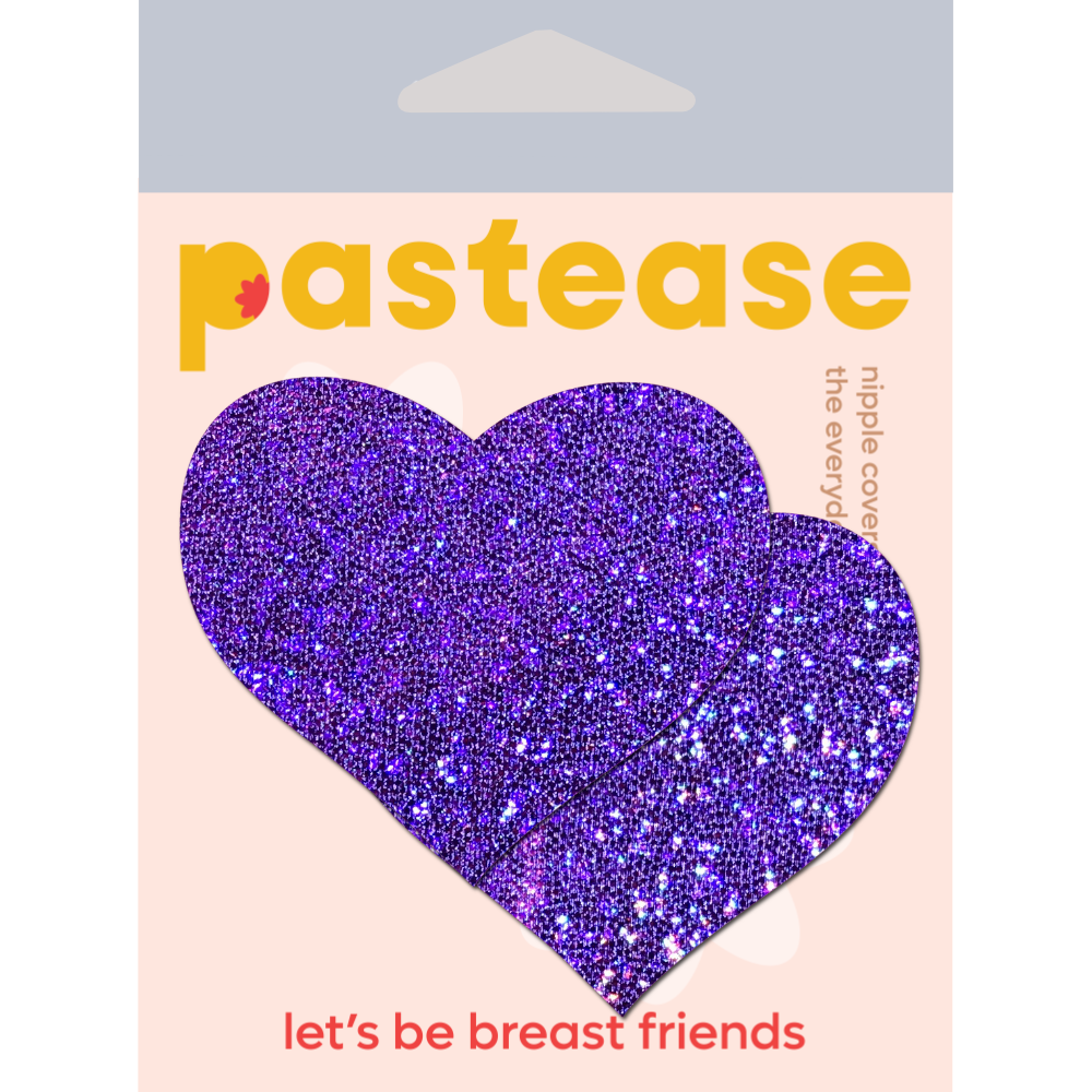 5-Pack: Purple Glitter Heart Nipple Pasties by Pastease® o/s