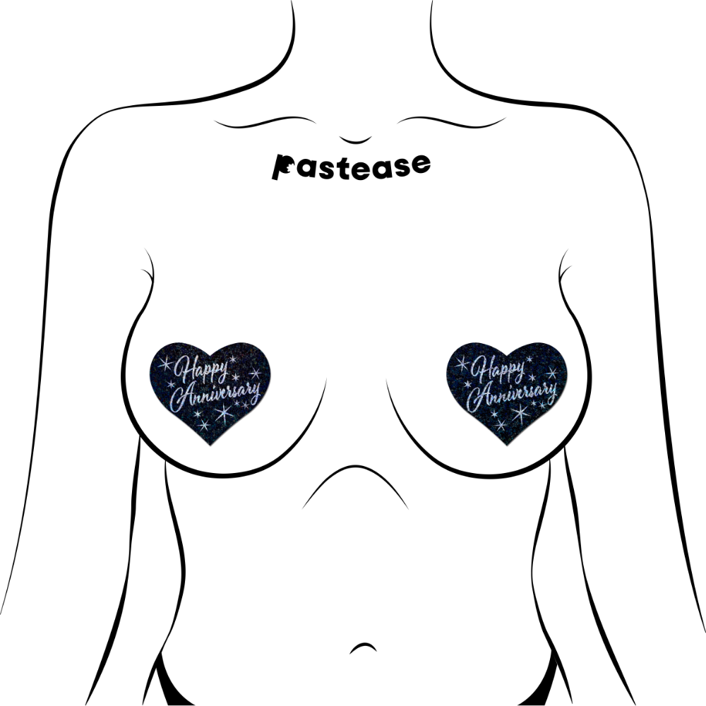 5 Pack: Love: 'Happy Anniversary' Heart Nipple Pasties by Pastease®