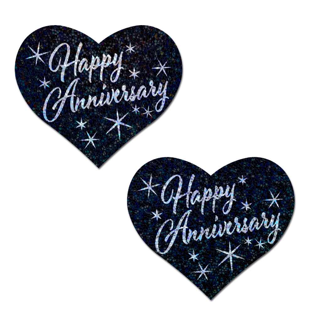 5 Pack: Love: 'Happy Anniversary' Heart Nipple Pasties by Pastease®