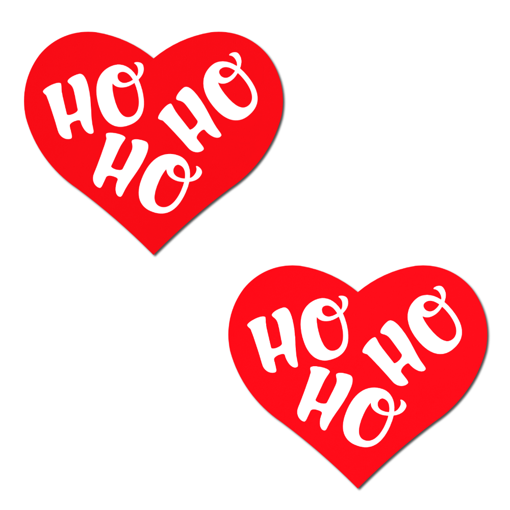 5-Pack: Love: Red and White Ho Ho Ho Hearts Nipple Pasties by Pastease® o/s
