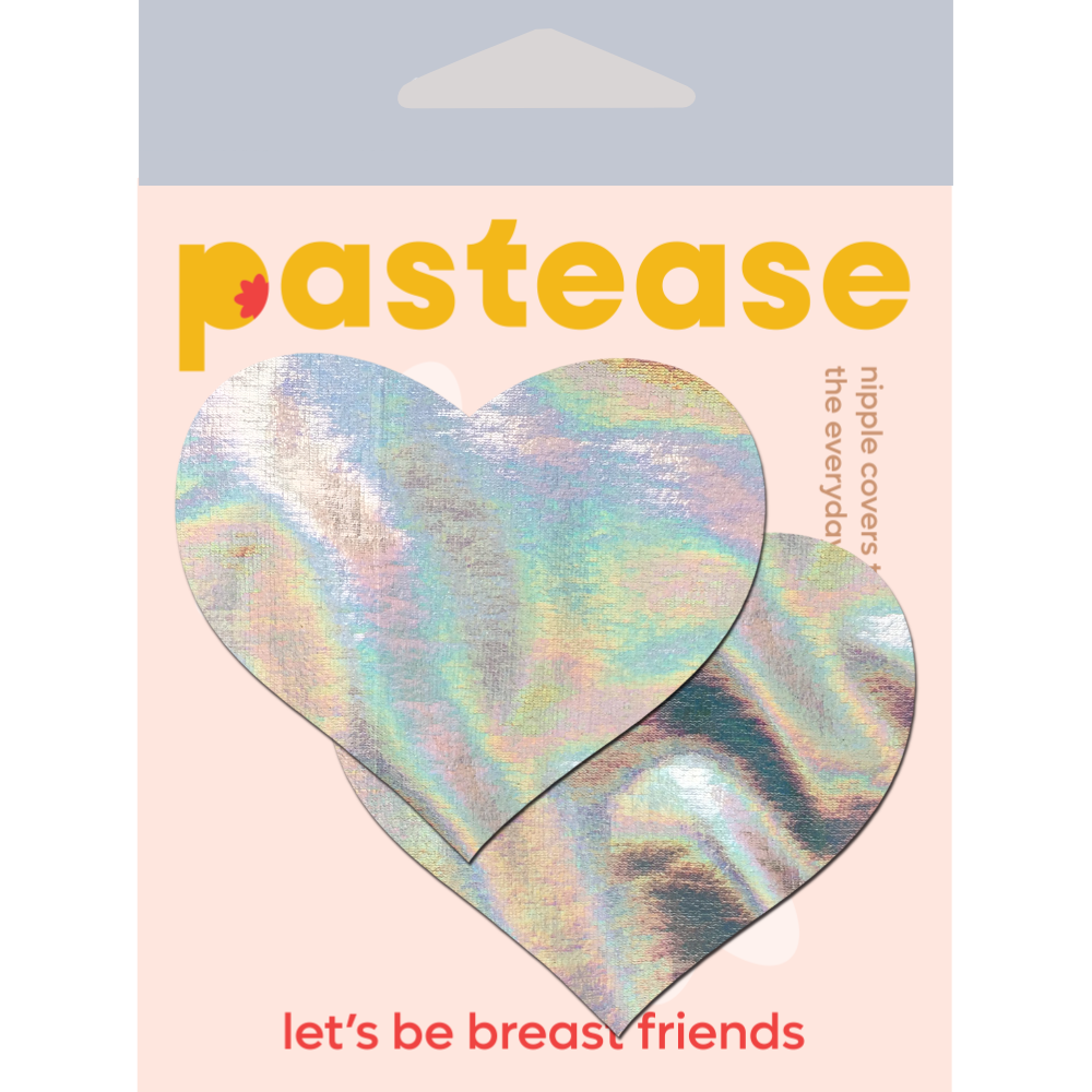 5-Pack: Love: Silver Holographic Heart Nipple Pasties by Pastease® o/s