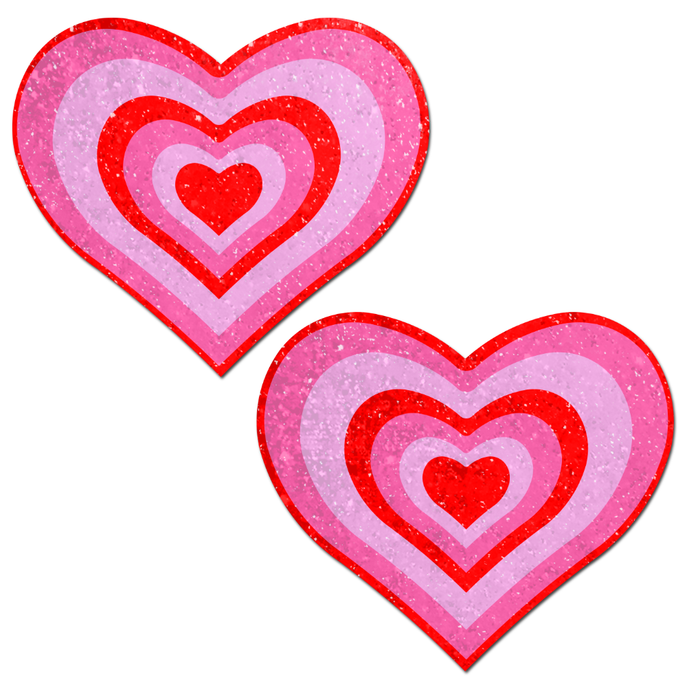 5-Pack: Love: Red & Pink Glitter Velvet Pumping Heart Nipple Pasties by Pastease® o/s