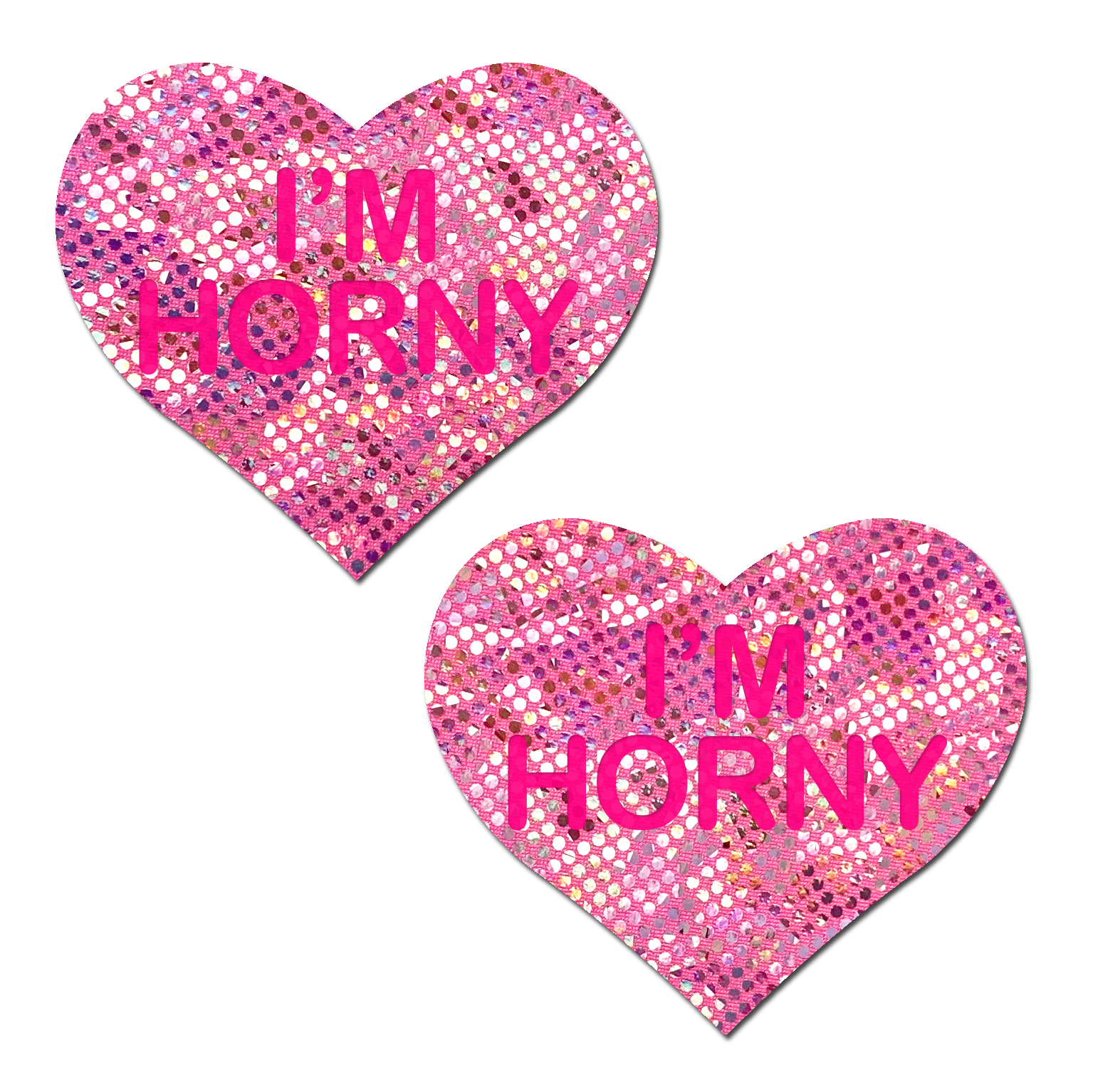 5-Pack: Love: Disco Pink Heart with 'I'm Horny' Nipple Pasties by Pastease® o/s